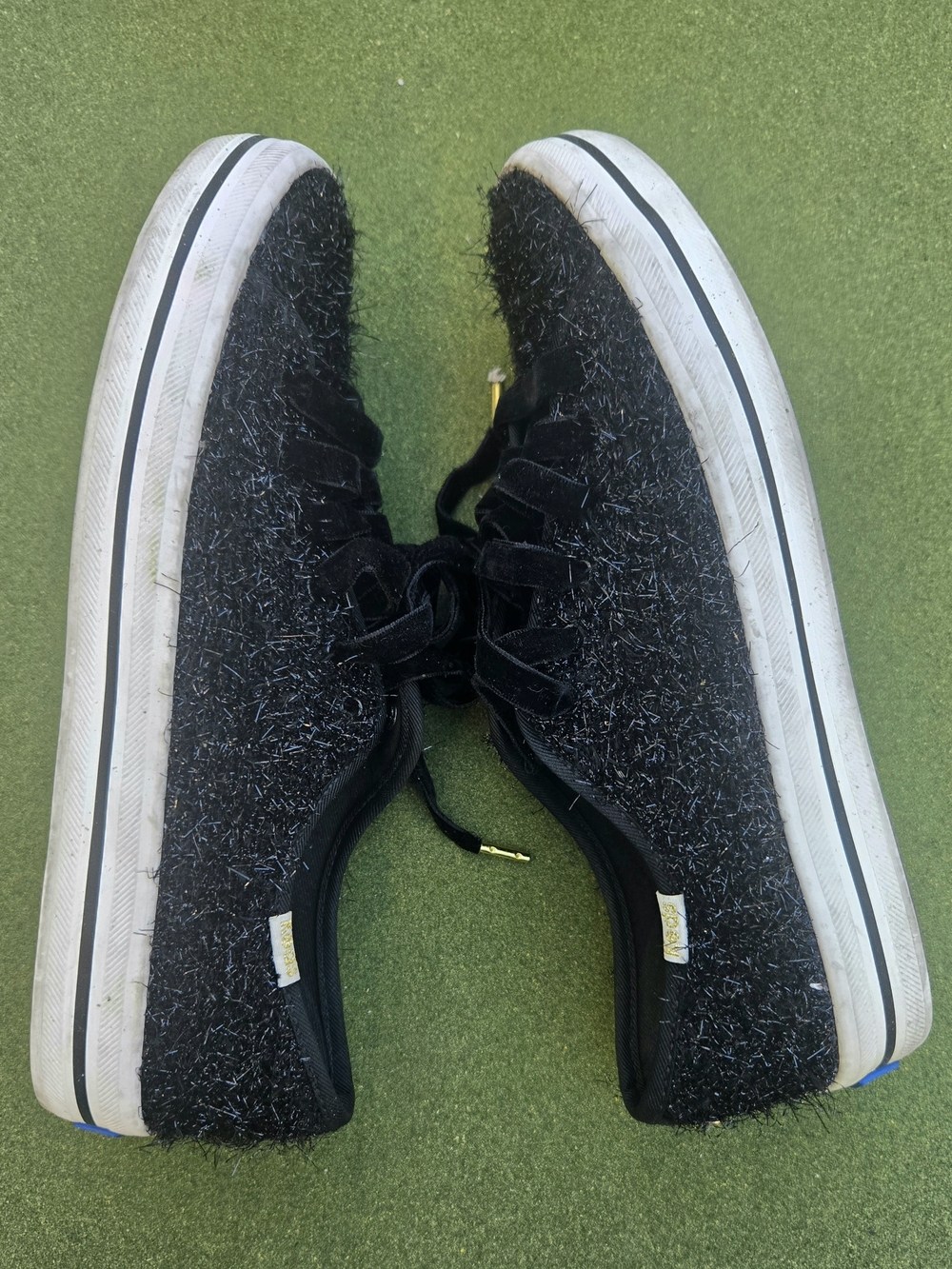 KEDS Kate Spade Anthropologie 6½ Kickstart Black Sparkle Tinsel Fuzzy SPARKLE - Picture 14 of 16